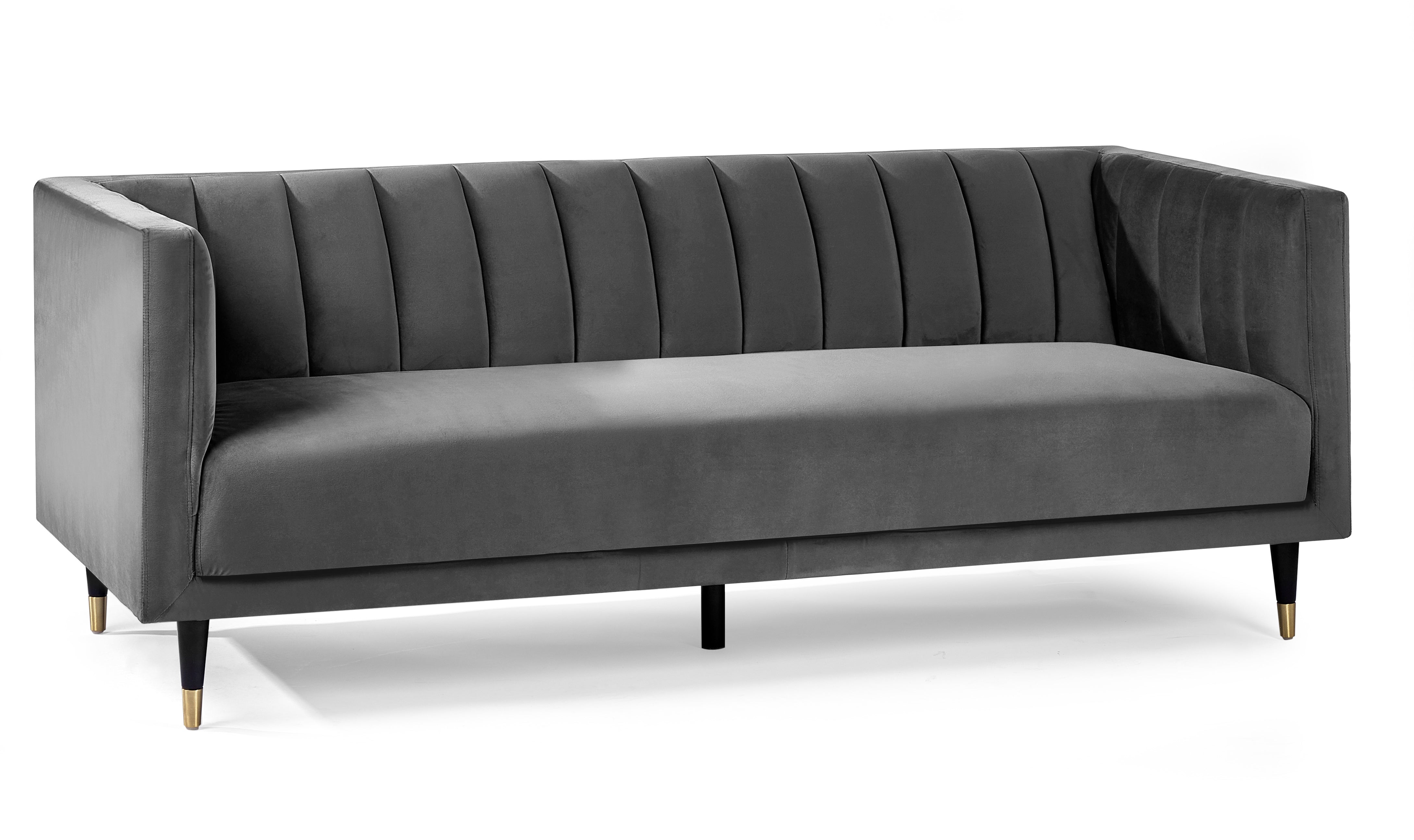 Gabor Grey Velvet Scalloped Back Sofa | 3 Seater